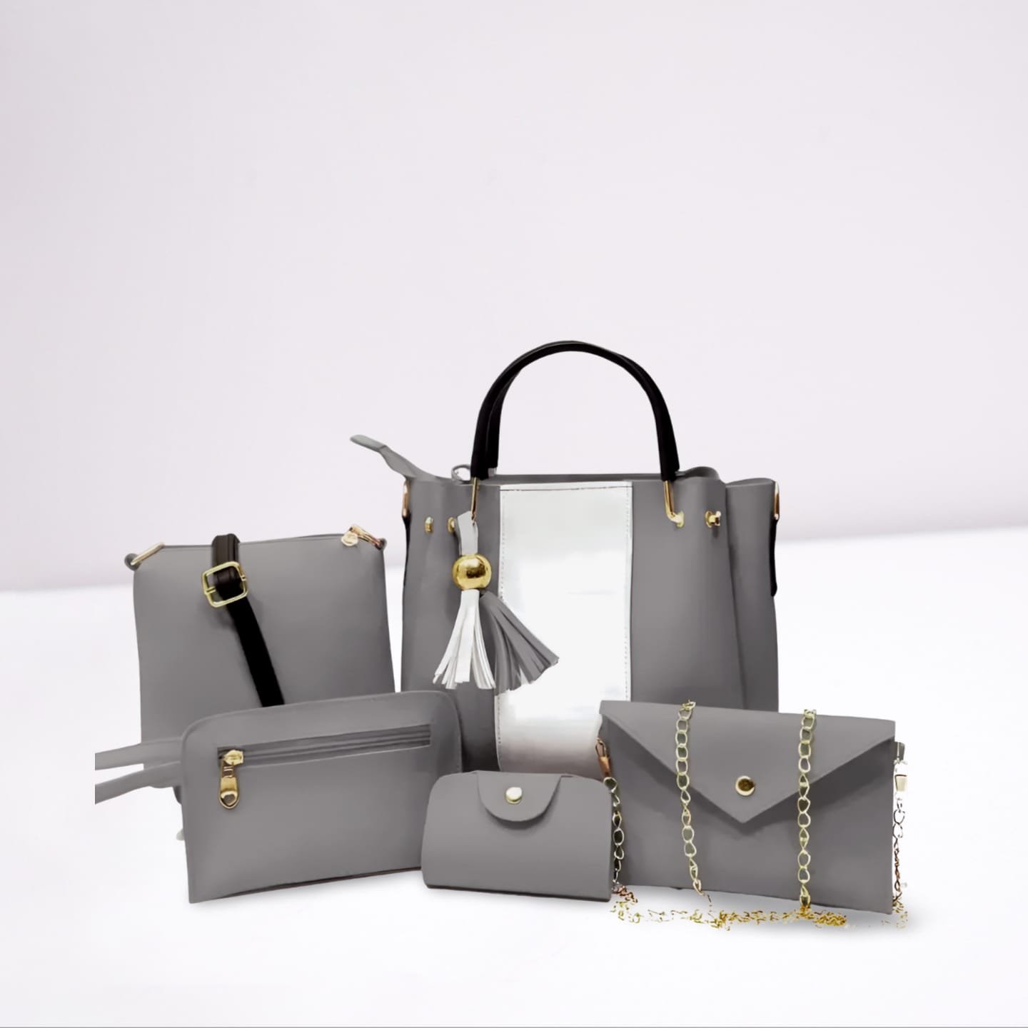 High-Quality 5-Piece Faux Leather Handbag Set thumbnail