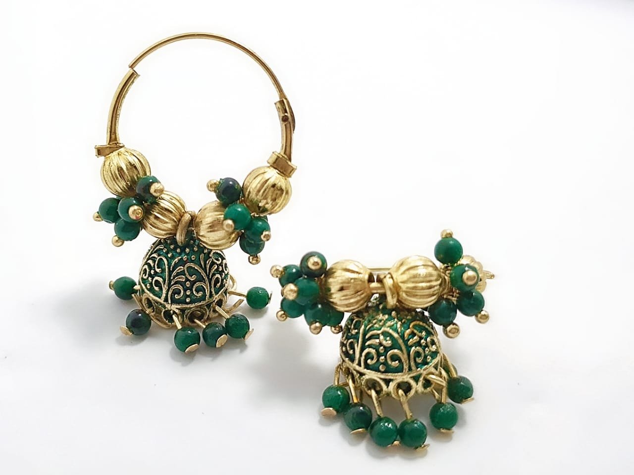 Meenakari Jhumka Hoop Earrings β Handcrafted Elegance